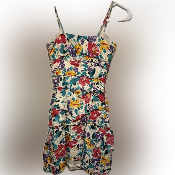 Tibi Silk Floral Ruched Zip Mini Dress Size 2 - Picture 4 of 7